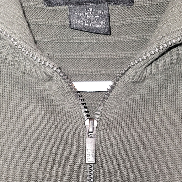 Calvin Klein Dark Green Half Zip Pull Over Sweater - Picture 4 of 5